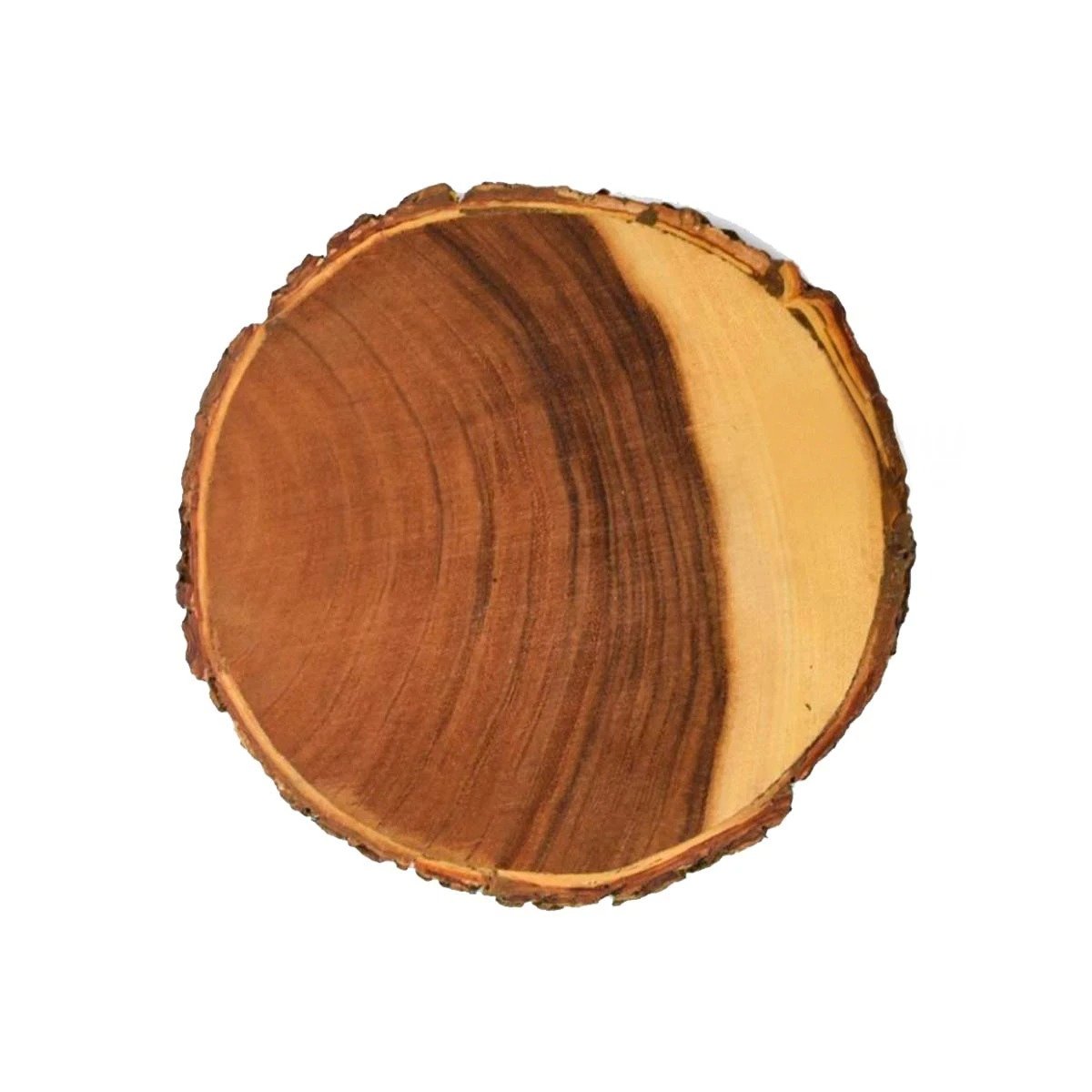 PLATO CIRCULAR DE MADERA 33CM DECORACION NATURAL PARA USO EN CASA Y REUNIONES Y+LIGAS REGALO - 5