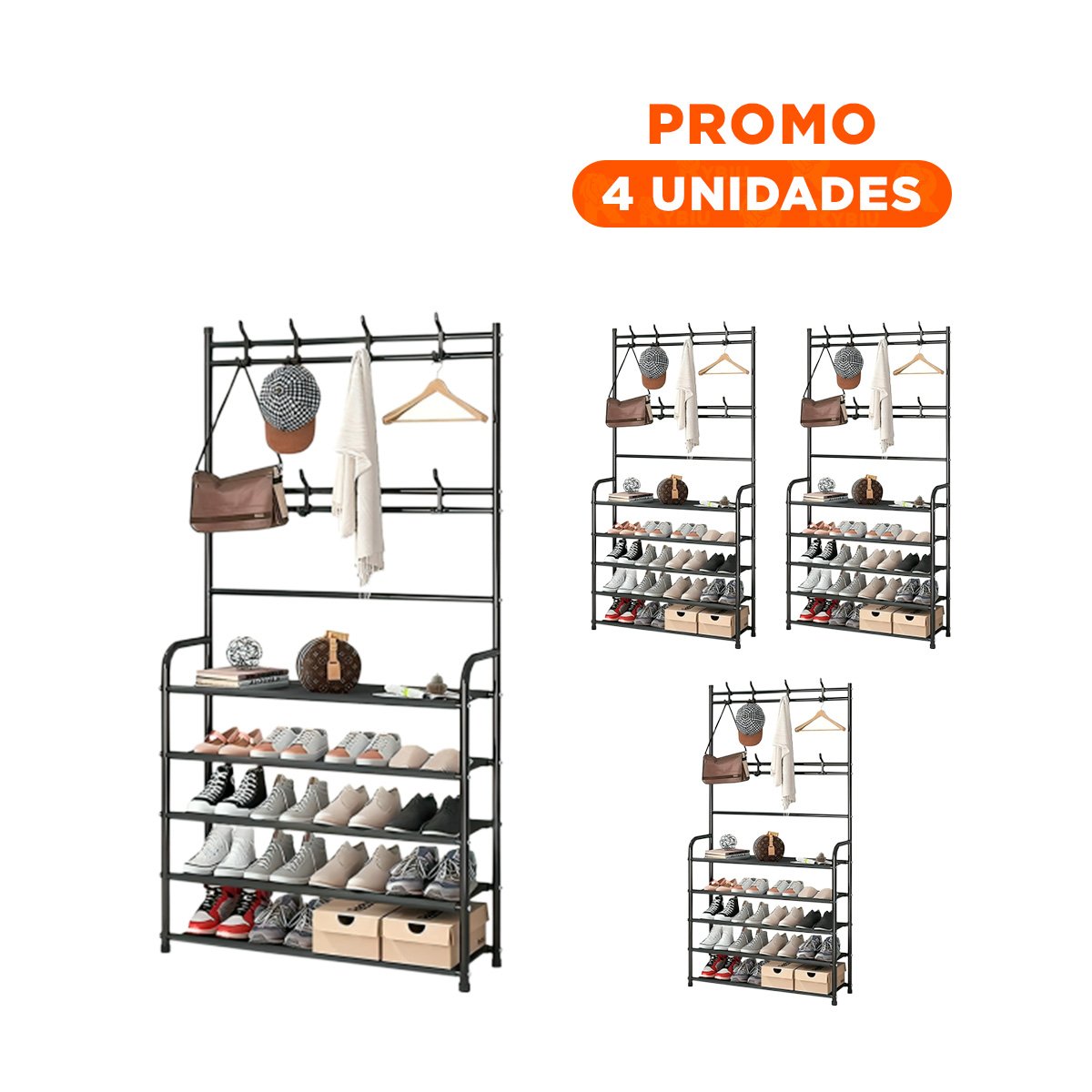 PACK4 ACCESORIO PRACTICO PARA OPTIMIZAR ESPACIOS 5 NIVELES NEGRO - 1