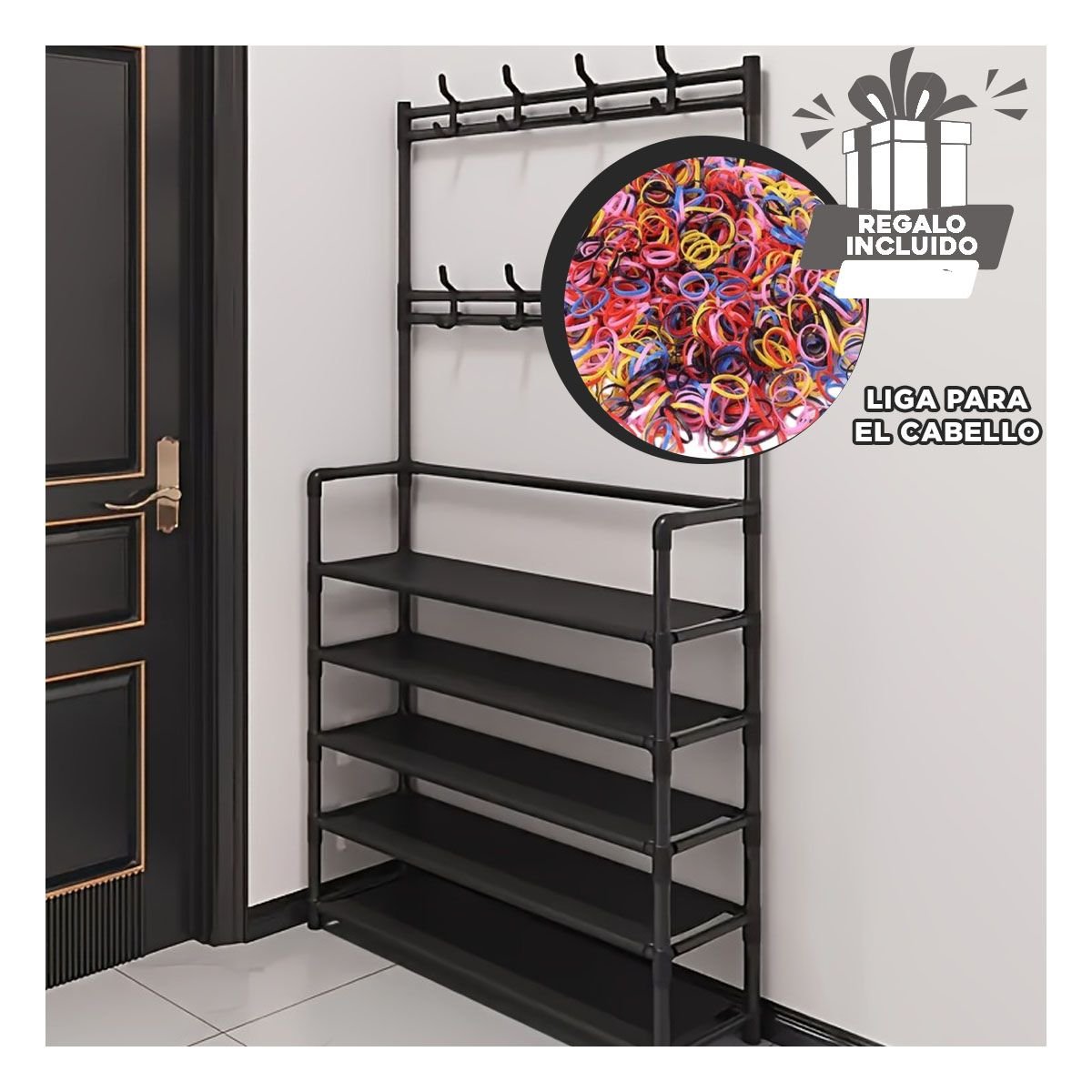 ZAPATERA ORGANIZADORA PRACTICA PARA GUARDAR ZAPATOS 5 NIVELES NEGRO Y+LIGAS REGALO - 2
