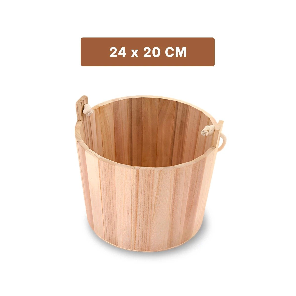 TIESTO DE MADERA CON AGARRADERA DE CUERDA 24X20CM PARA PLANTAS DE INTERIOR Y+POST IT - 4
