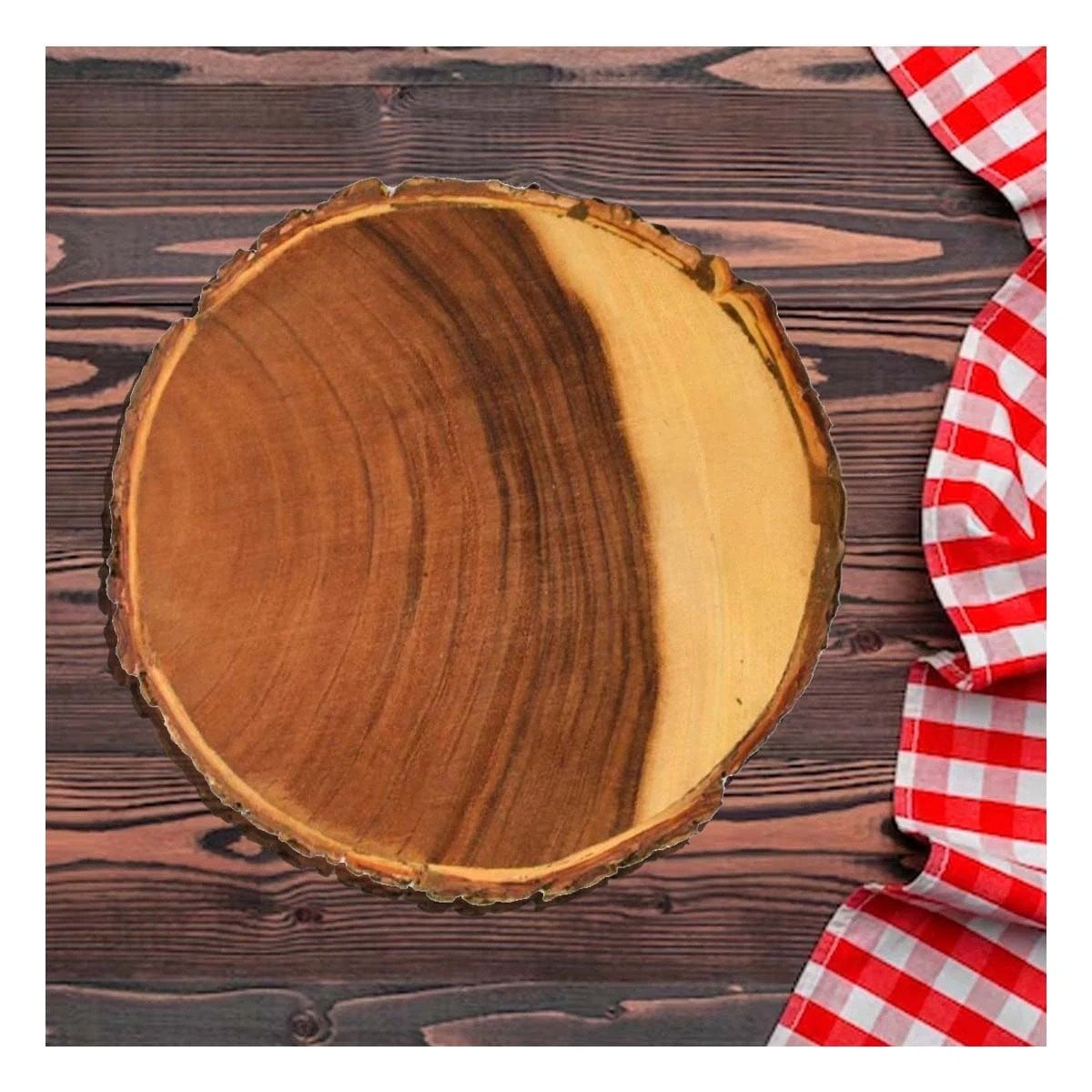 BANDEJA CIRCULAR DE MADERA 33CM PARA DECORACION DE HOGAR EN MESA Y SALA - 1