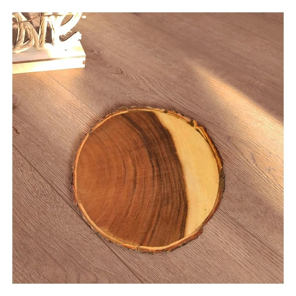 PLATO CIRCULAR DE MADERA PARA DECORACION DE CASA EN MESA Y SALA Y+PAPEL REGALO - 2