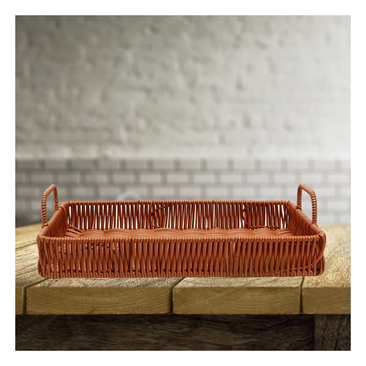BANDEJA RECTANGULAR CON ASAS TEJIDO PARA DECORACION DE MESA Y ORDEN EN HOGAR - 5