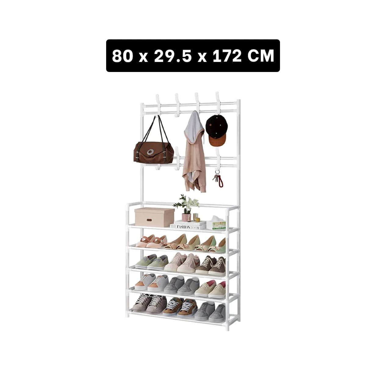 PACK2 ESTRUCTURA ZAPATERO ORGANIZADOR CON PERCHEROS RECTO BLANCO PARA CASA Y+PAPEL REGALO - 4