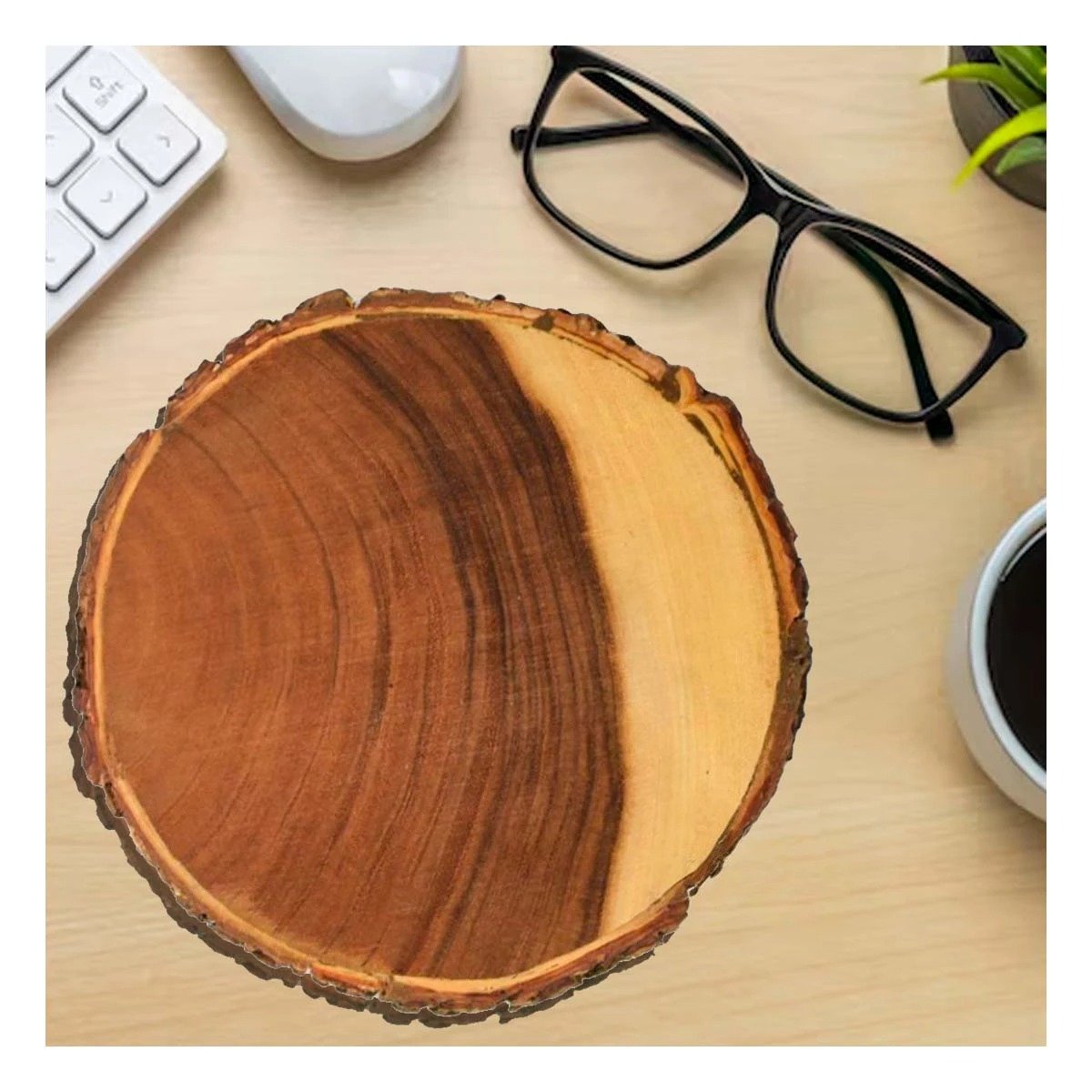 PACK4 OBJETO CIRCULAR DE MADERA PARA DECORACION HOGAR EN MESA CENTRAL Y SALA Y+PAPEL REGALO - 5
