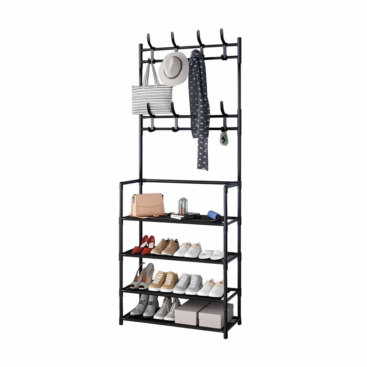PACK12 ESTRUCTURA VERTICAL CON PERCHEROS RECTO NEGRO PARA CALZADO Y+REGALO STICKER - 2