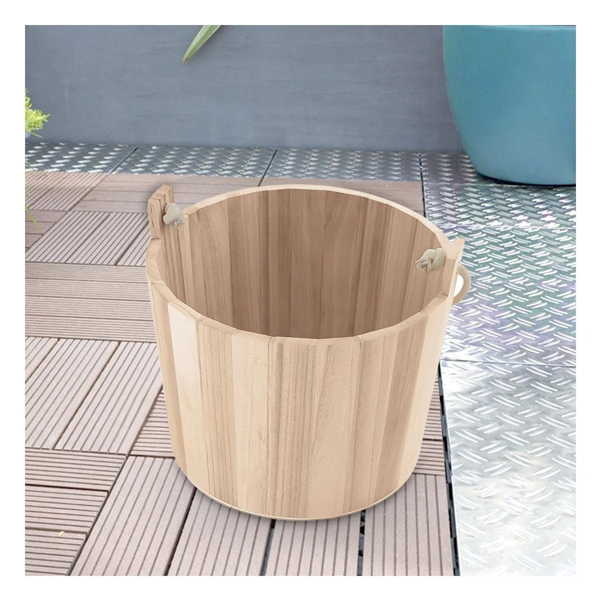 CONTENEDOR DE MADERA CON AGARRADERA DE CUERDA 16X16CM DE CALIDAD DE BOSQUE Y+LIGAS REGALO - 3