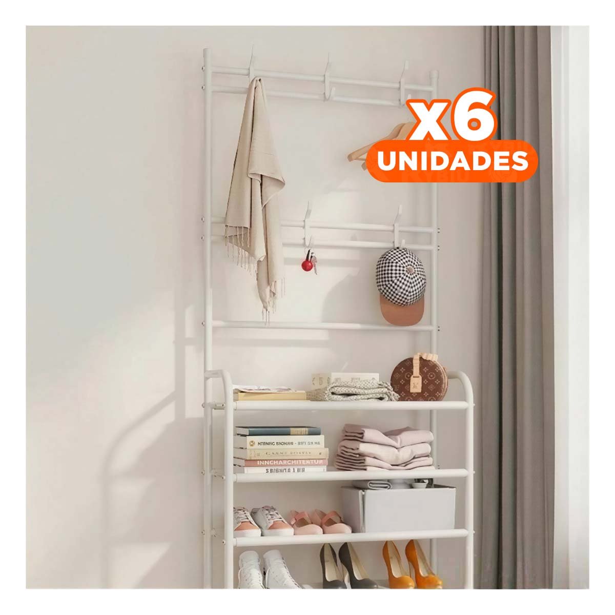 PACK6 UNIDAD DE CALZADO CON PERCHEROS CURVOS BLANCO Y+PAPEL REGALO - 1