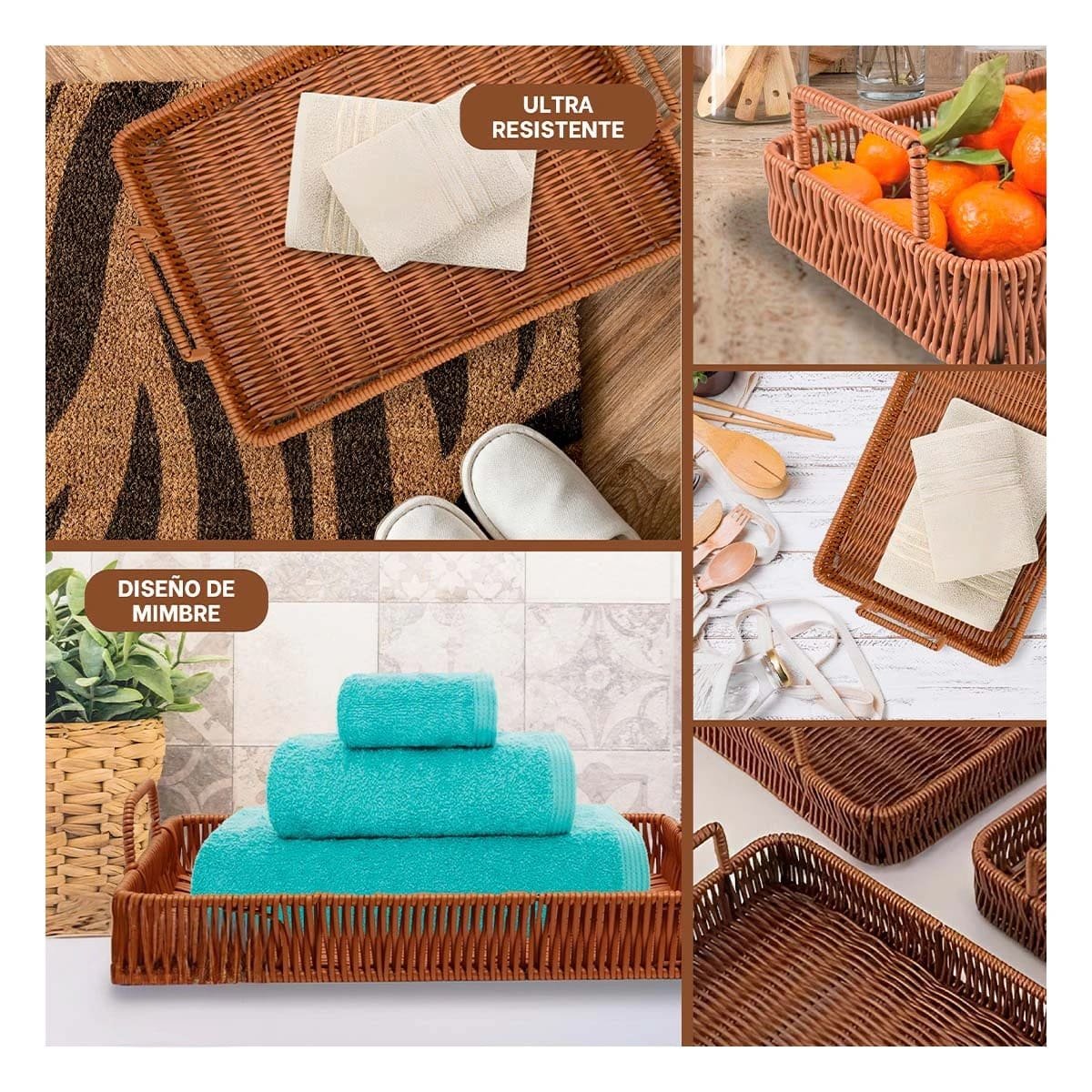 PACK4 ELEMENTO RECTANGULAR CON ASAS TEJIDO PARA MESA DECORATIVA Y USO DIARIO Y+REGALO STICKER - 2