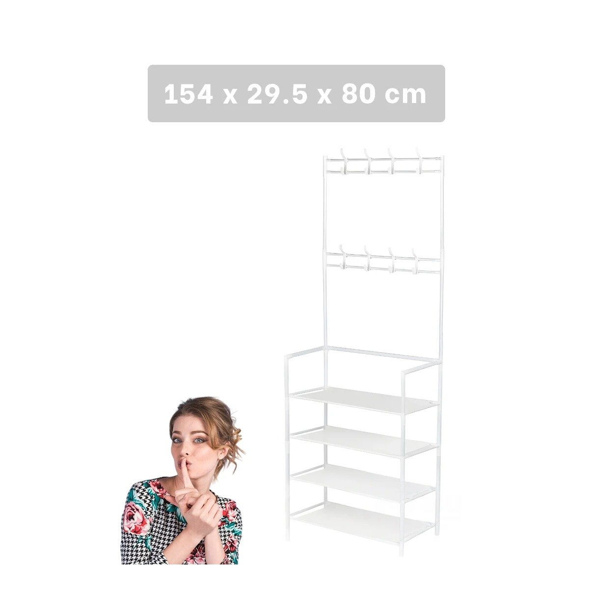 PACK2 MUEBLE BLANCO PARA ZAPATOS CON PERCHEROS RECTO Y DISENO FUNCIONAL DE CASA Y+PAPEL REGALO - 4