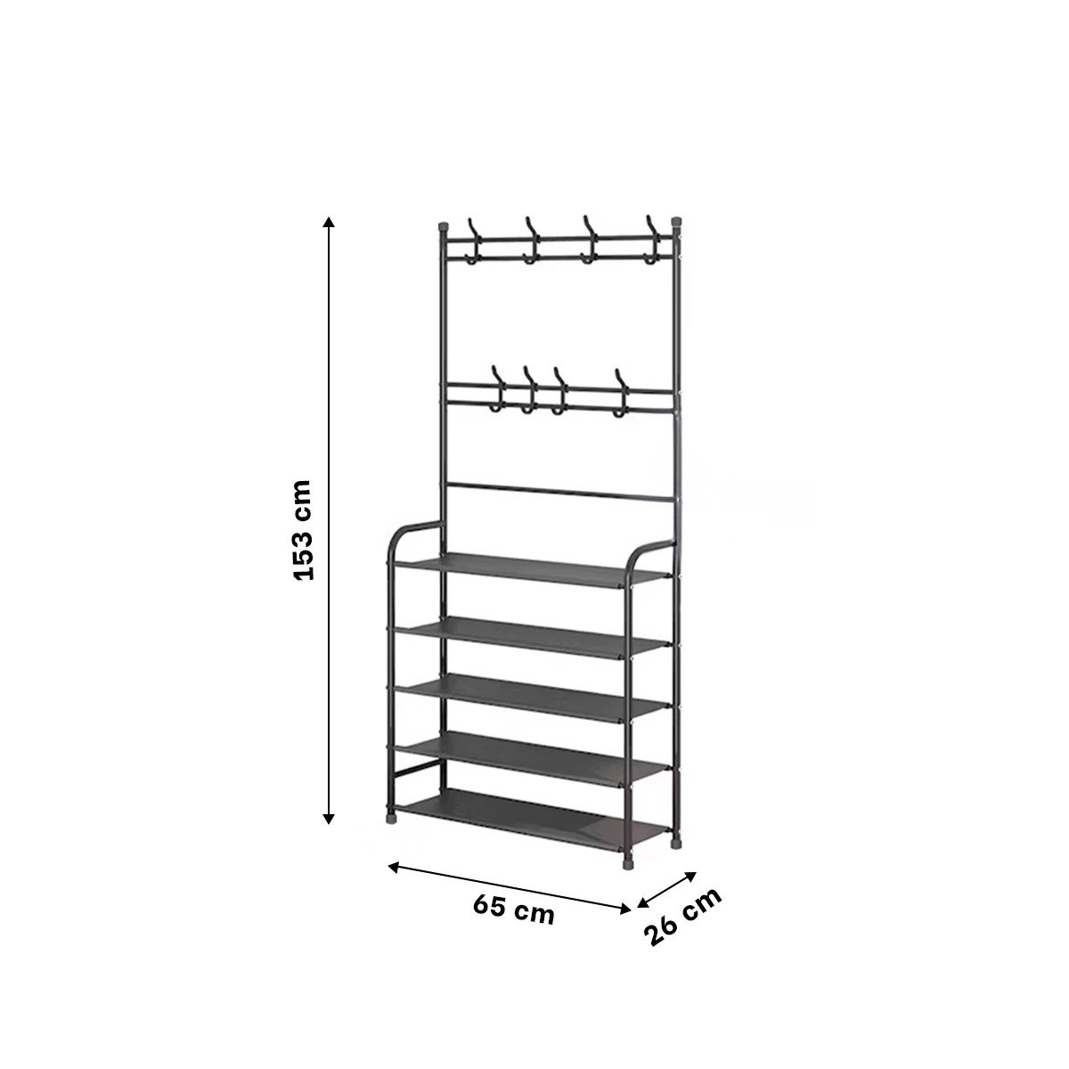 PACK6 SOPORTE COLGANTE COMPACTO PARA CLOSET Y ENTRADA DE CASA 5 NIVELES NEGRO - 4