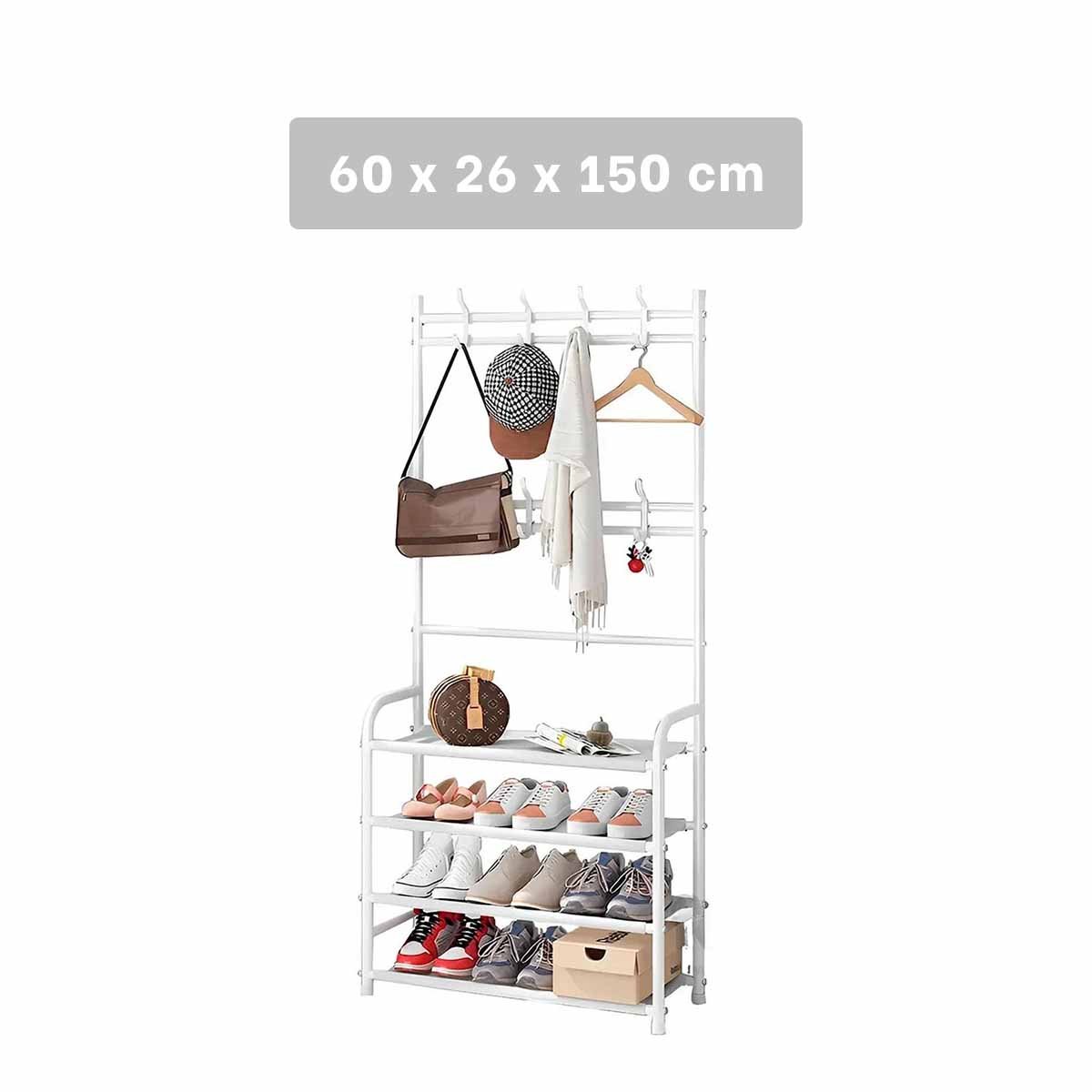 ESTANTE PARA ZAPATOS CON PERCHEROS CURVOS BLANCO DE USO DIARIO Y+LIGAS REGALO - 4