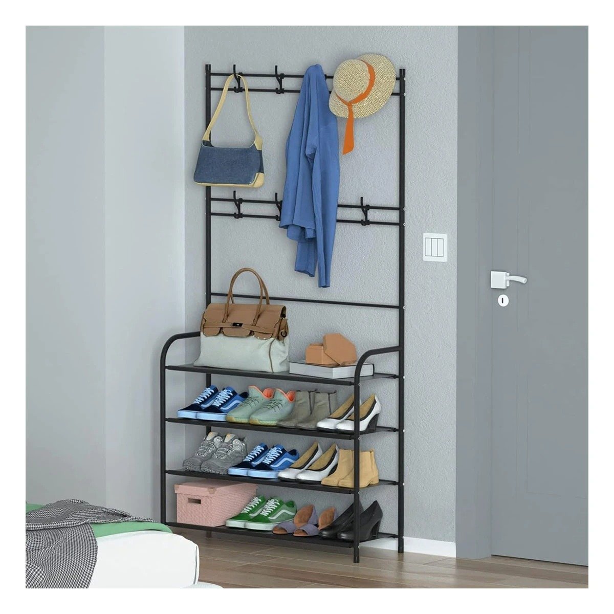 PACK4 ORGANIZADOR ZAPATERA CURVA NEGRO PARA ESPACIOS DEL HOGAR - 2