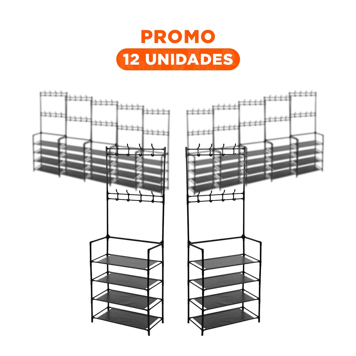 PACK12 SISTEMA VERTICAL CON PERCHEROS RECTO NEGRO PARA CALZADO - 1