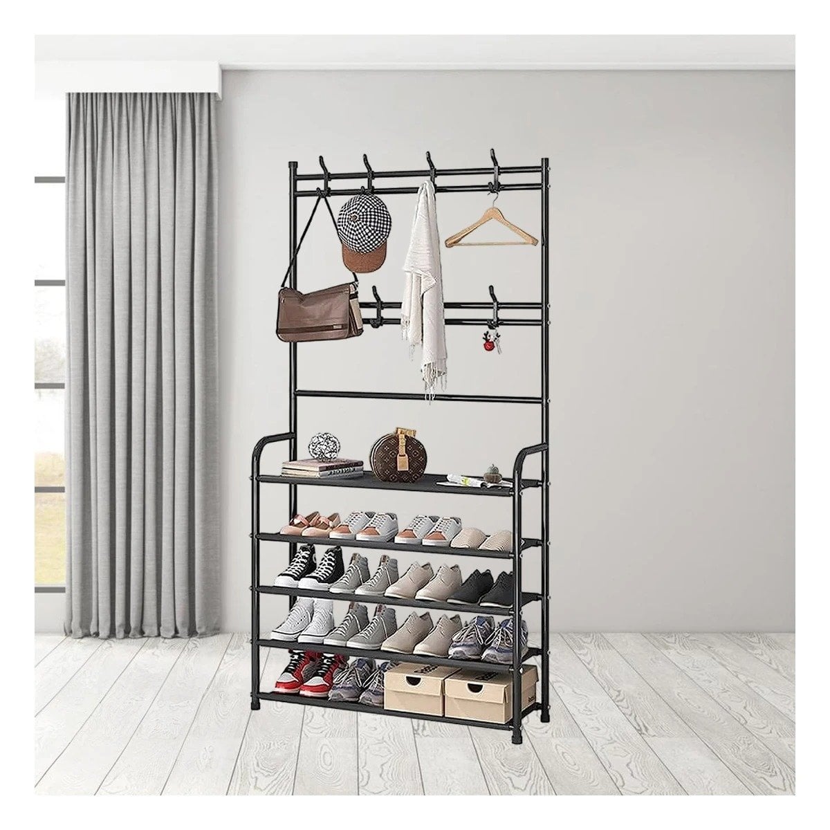 ZAPATERA ORGANIZADORA VERTICAL PARA CLOSET 5 NIVELES NEGRO - 3