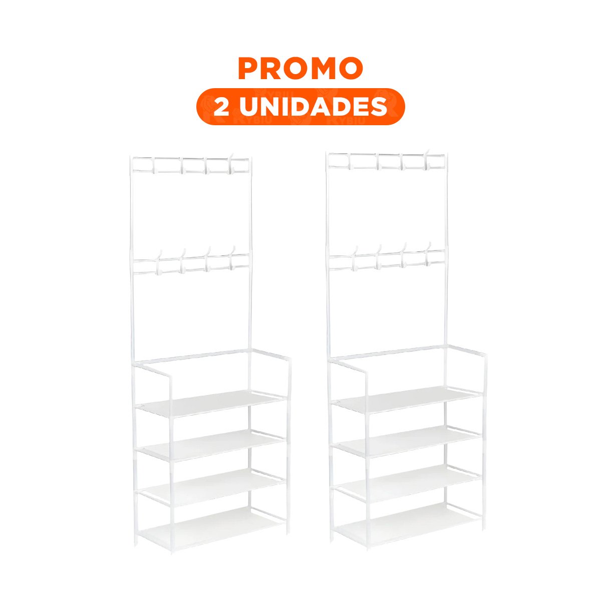 PACK2 ORGANIZADOR BLANCO DE ZAPATOS CON PERCHEROS RECTO PARA DORMITORIO Y+REGALO STICKER - 1