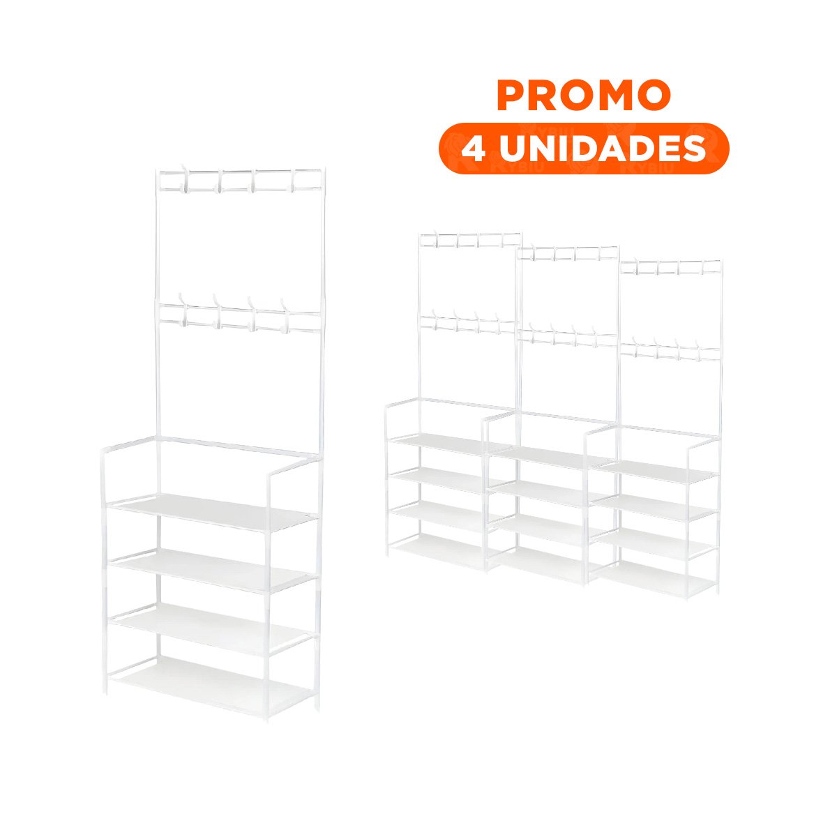 PACK4 ESTANTE BLANCO PARA ZAPATOS CON PERCHEROS RECTO Y USO PRACTICO EN HOGAR - 1