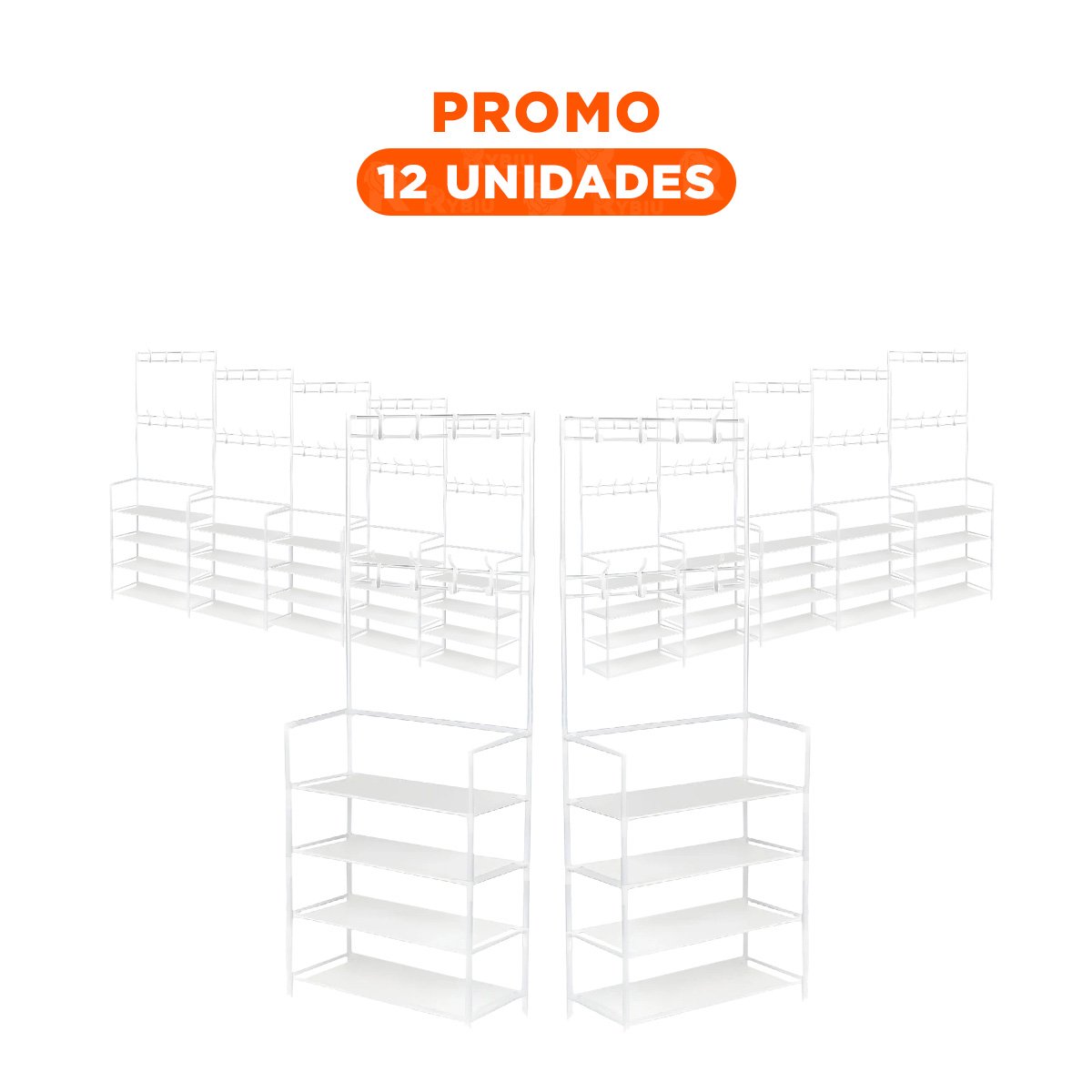PACK12 MODULO RECTO BLANCO CON PERCHEROS PARA ZAPATOS Y ORGANIZACIÓN DE HOGAR - 1