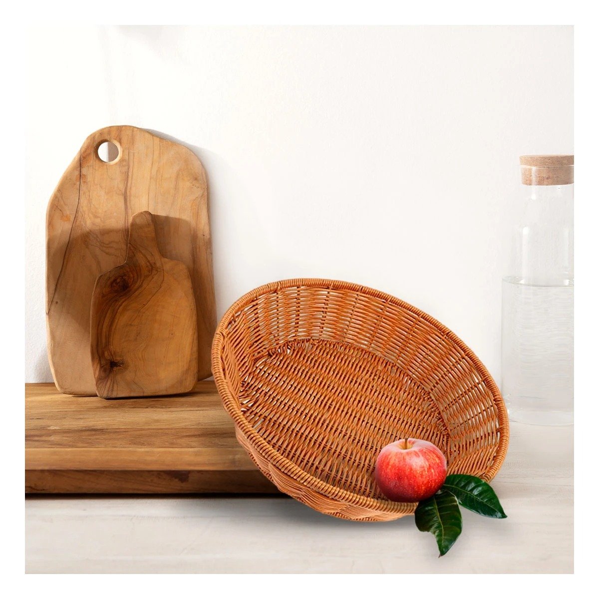 CESTA CIRCULAR DE PLASTICO TEJIDO PARA DECORACION HOGAR Y ORGANIZACION EN CASA - 1
