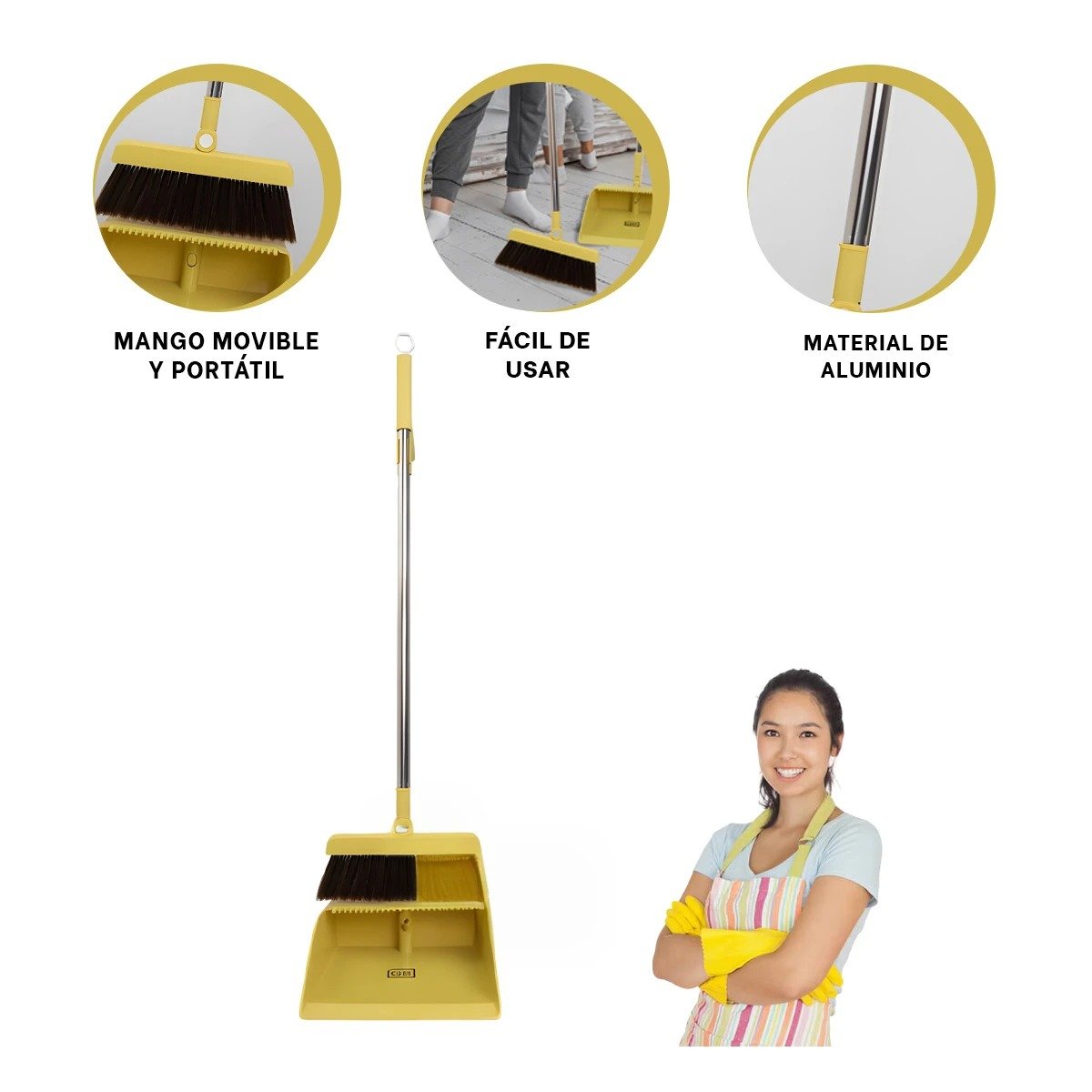 IMPLEMENTO DE LIMPIEZA CON ESCOBA Y RECOGEDOR PRÁCTICO PARA CASA Y+POST IT - 5