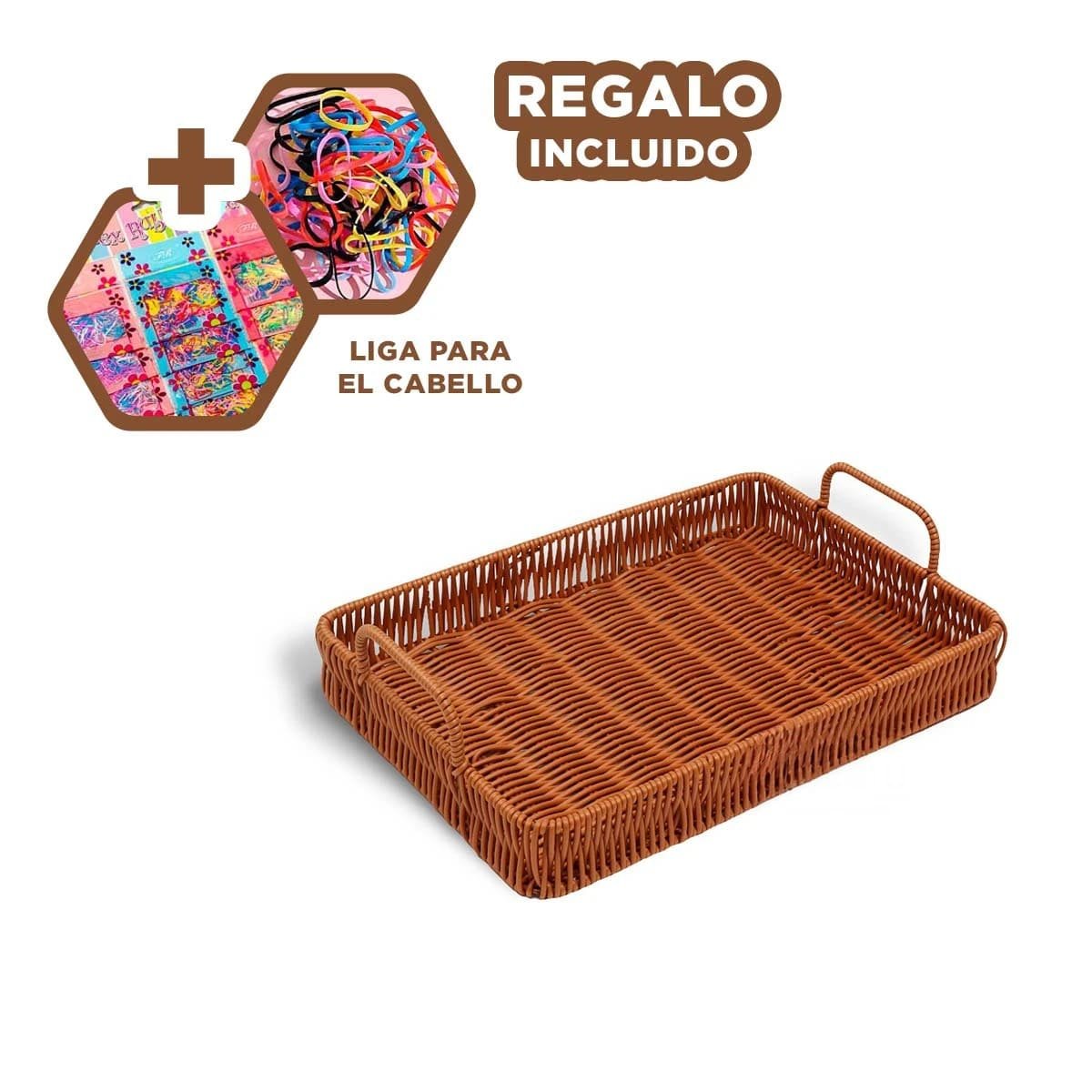 PLATO RECTANGULAR CON ASAS TEJIDO PARA PRESENTAR Y ORDENAR EN HOGAR MODERNO Y+LIGAS REGALO - 2