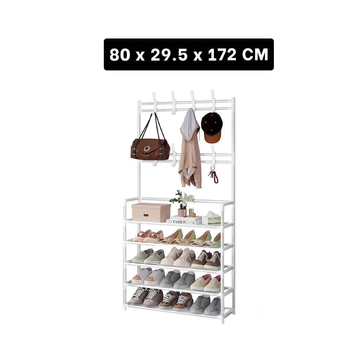 ORGANIZADOR ZAPATERO CON PERCHEROS RECTO BLANCO PARA DORMITORIO Y HOGAR Y+REGALO STICKER - 4