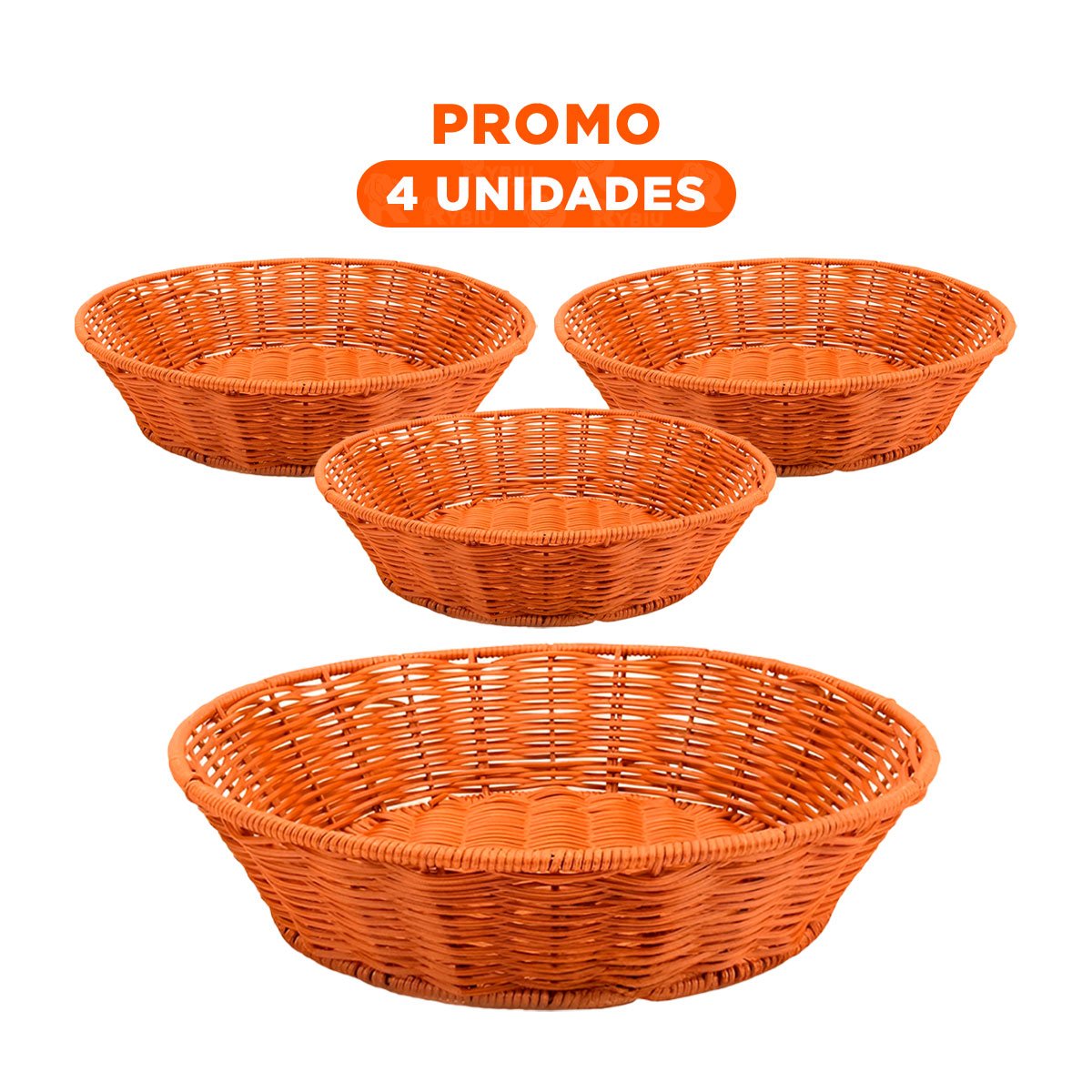 PACK4 CONTENEDOR CIRCULAR DE PLASTICO TEJIDO PARA ORDEN PRACTICO EN CASA - 1