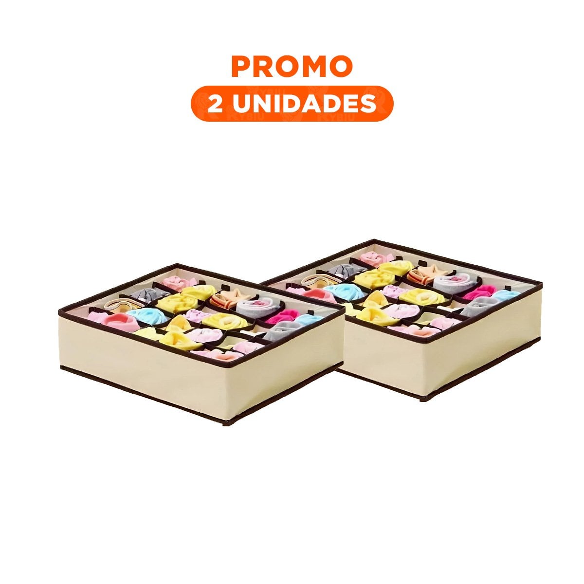 PACK2 LINEA ORGANIZADORES DE CAJON PARA ROPA INTERIOR BEIGE CON BORDES MARRON Y+REGALO STICKER - 1