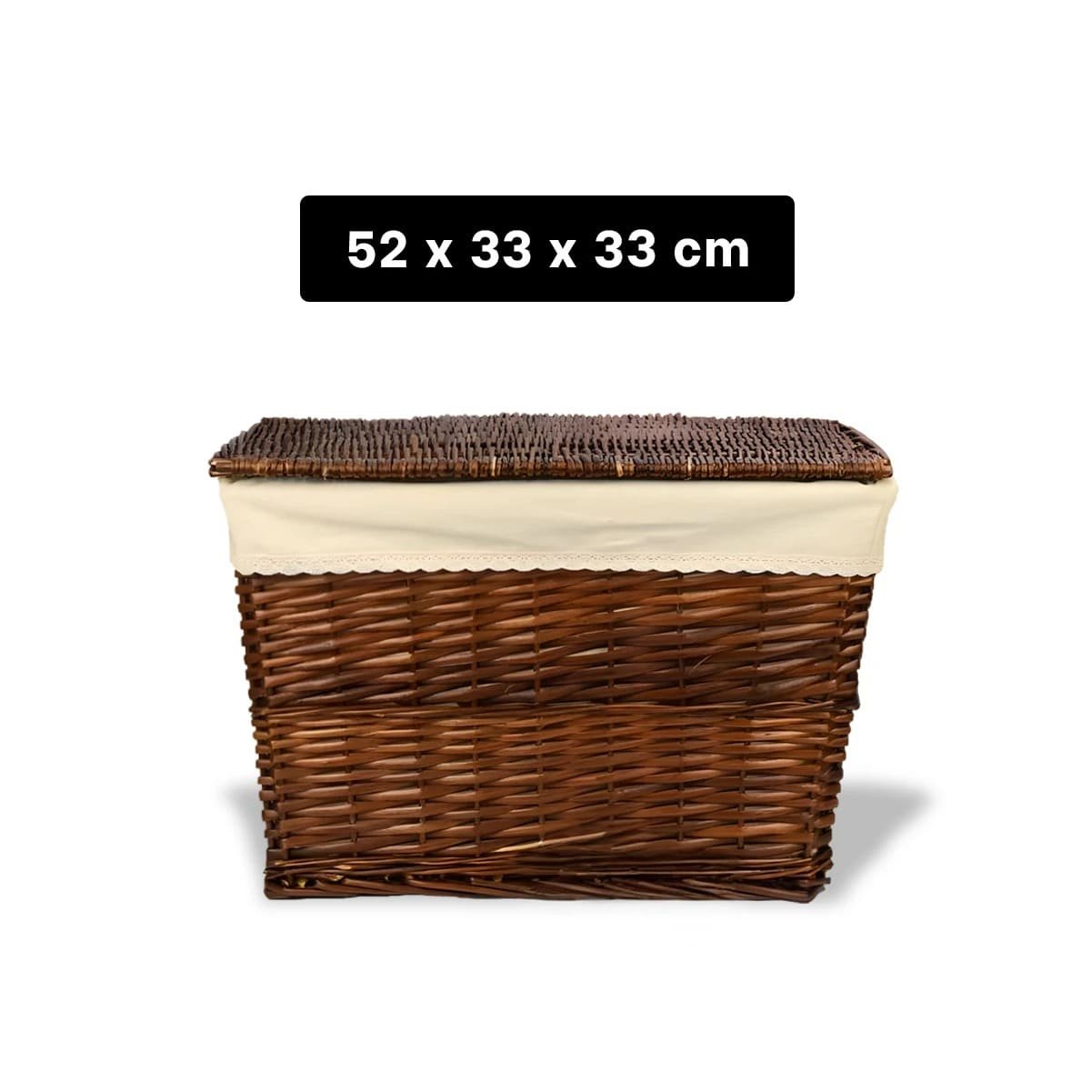 PACK2 CANASTA DECORATIVA DE MIMBRE RECTANGULAR CON FORRO INTERIOR Y TAPA MARRON - 4
