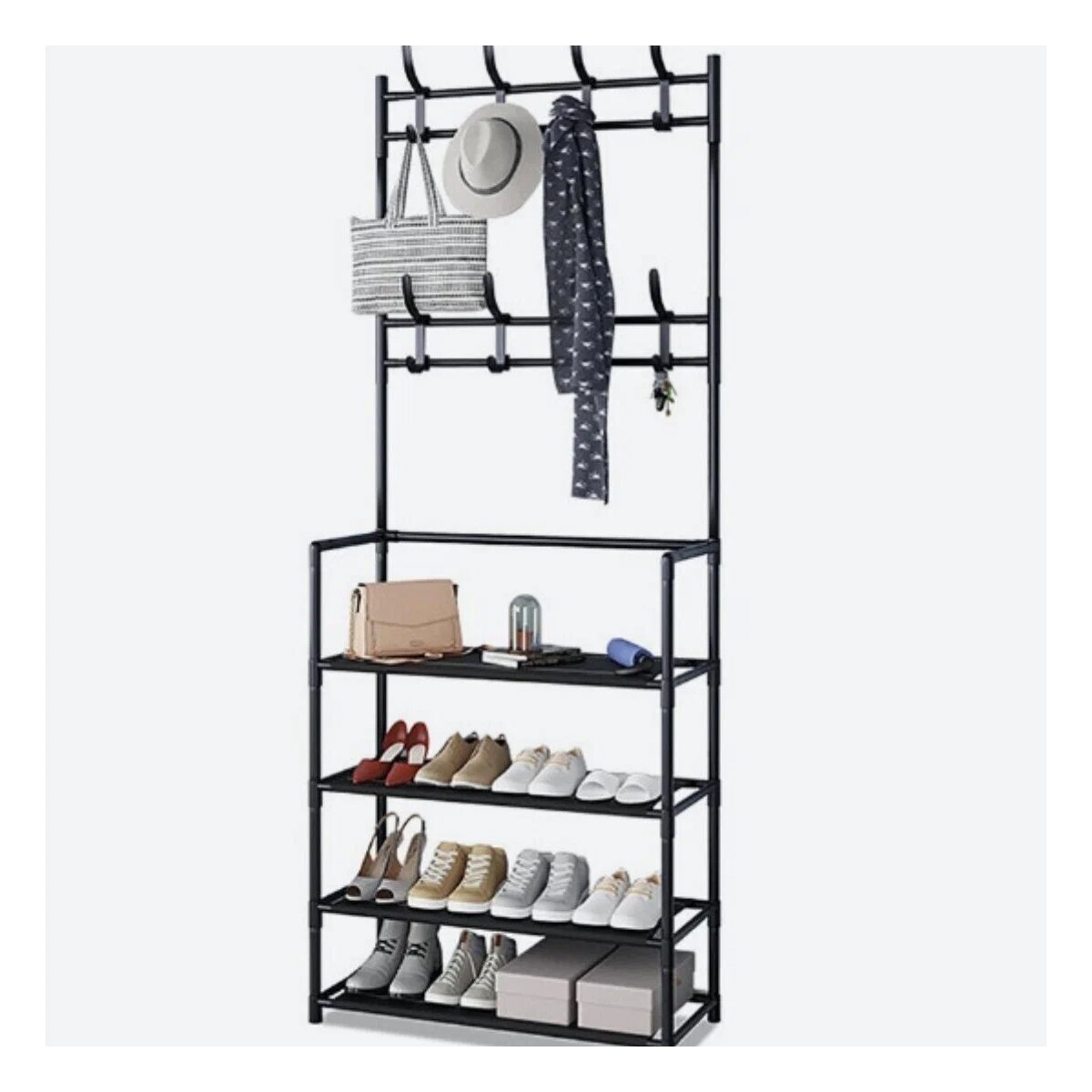 PACK4 ORGANIZADOR RECTO CON PERCHEROS COLOR NEGRO PARA ORDEN VISUAL EN DORMITORIO - 2