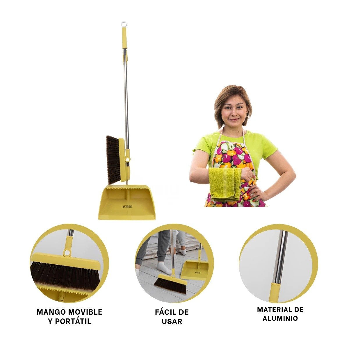 IMPLEMENTO DE LIMPIEZA CON ESCOBA Y RECOGEDOR PARA MANTENER SUELO ORDENADO Y+PAPEL REGALO - 5