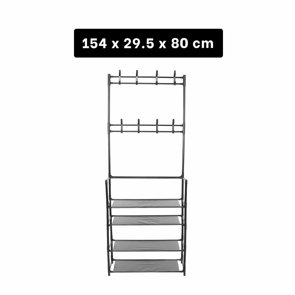 MUEBLE ORGANIZADOR CON PERCHEROS RECTO NEGRO PARA CALZADO EN CASA Y+REGALO STICKER - 4