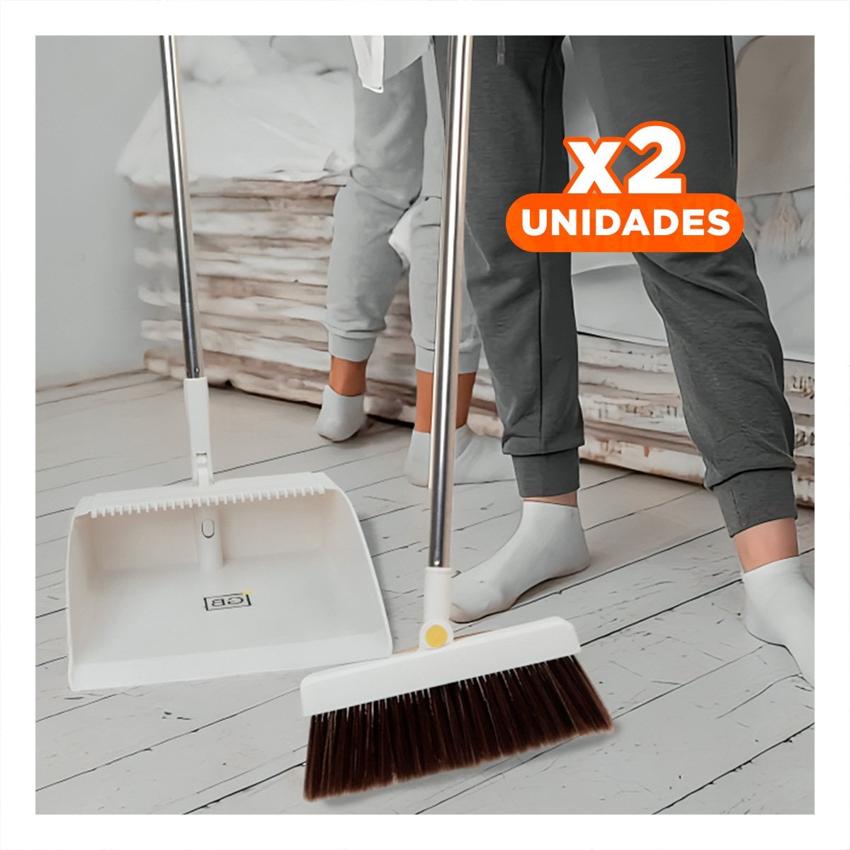 PACK2 IMPLEMENTO COMPACTO PARA MANTENER PISO LIMPIO Y ORDENADO BLANCO Y+PAPEL REGALO - 1