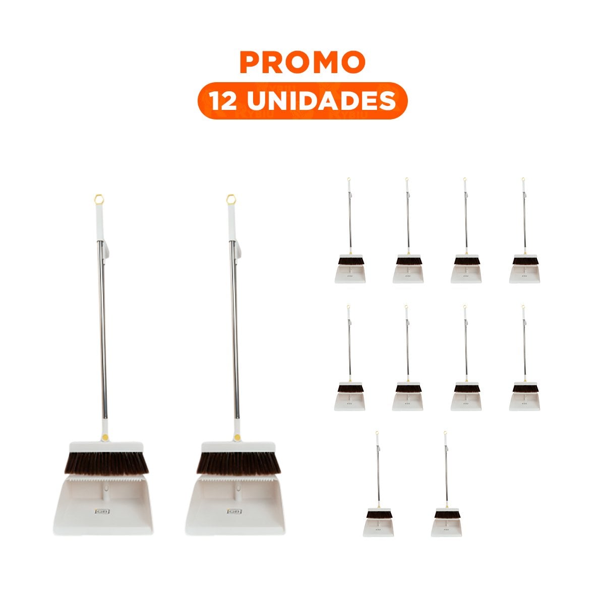 PACK12 BARREDOR CON RECOGEDOR BLANCO PARA LIMPIEZA RAPIDA Y ORDEN DEL HOGAR FACIL - 1