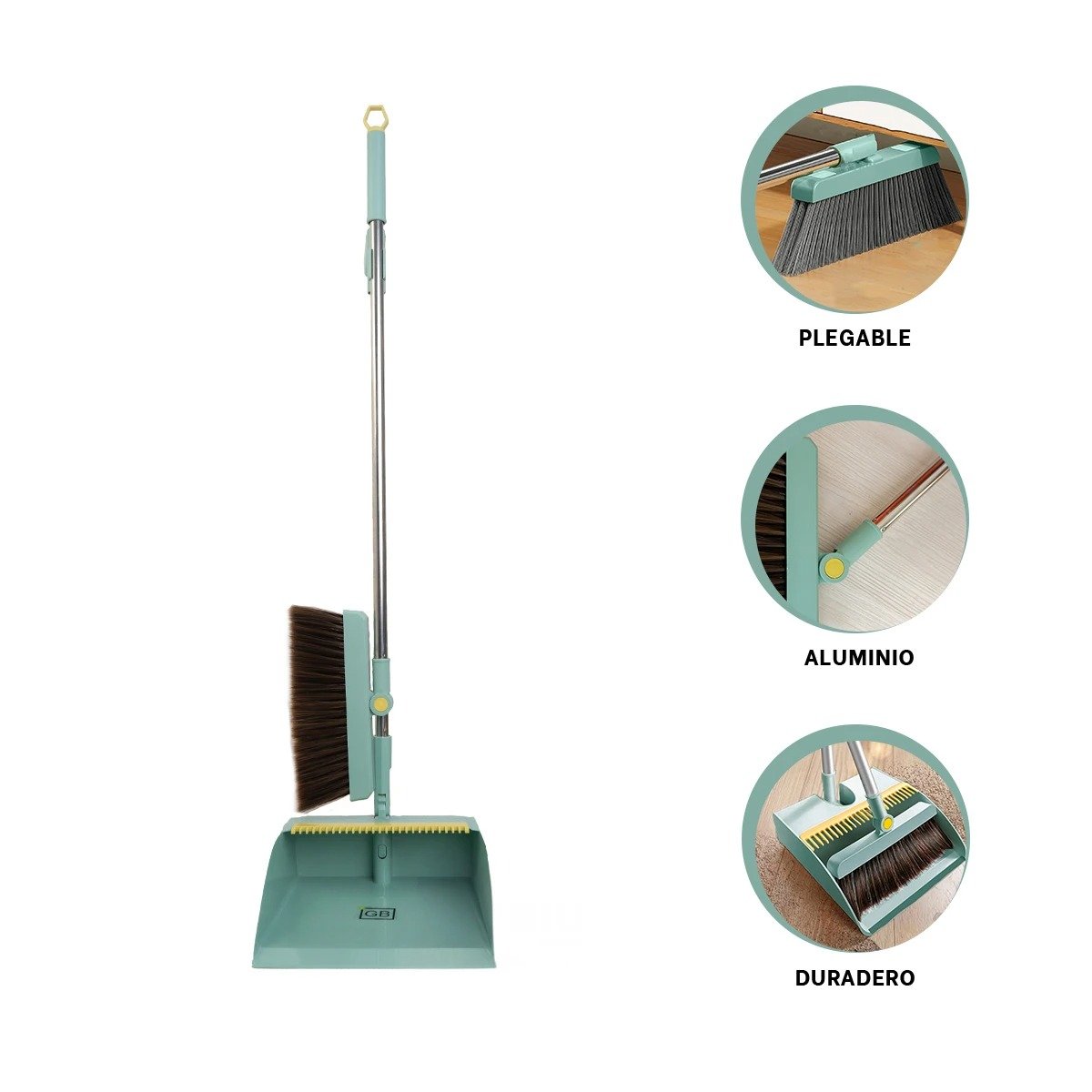 CEPILLO CON RECOGEDOR VERDE PARA LIMPIEZA PRACTICA DEL HOGAR EN CASA Y+PAPEL REGALO - 5