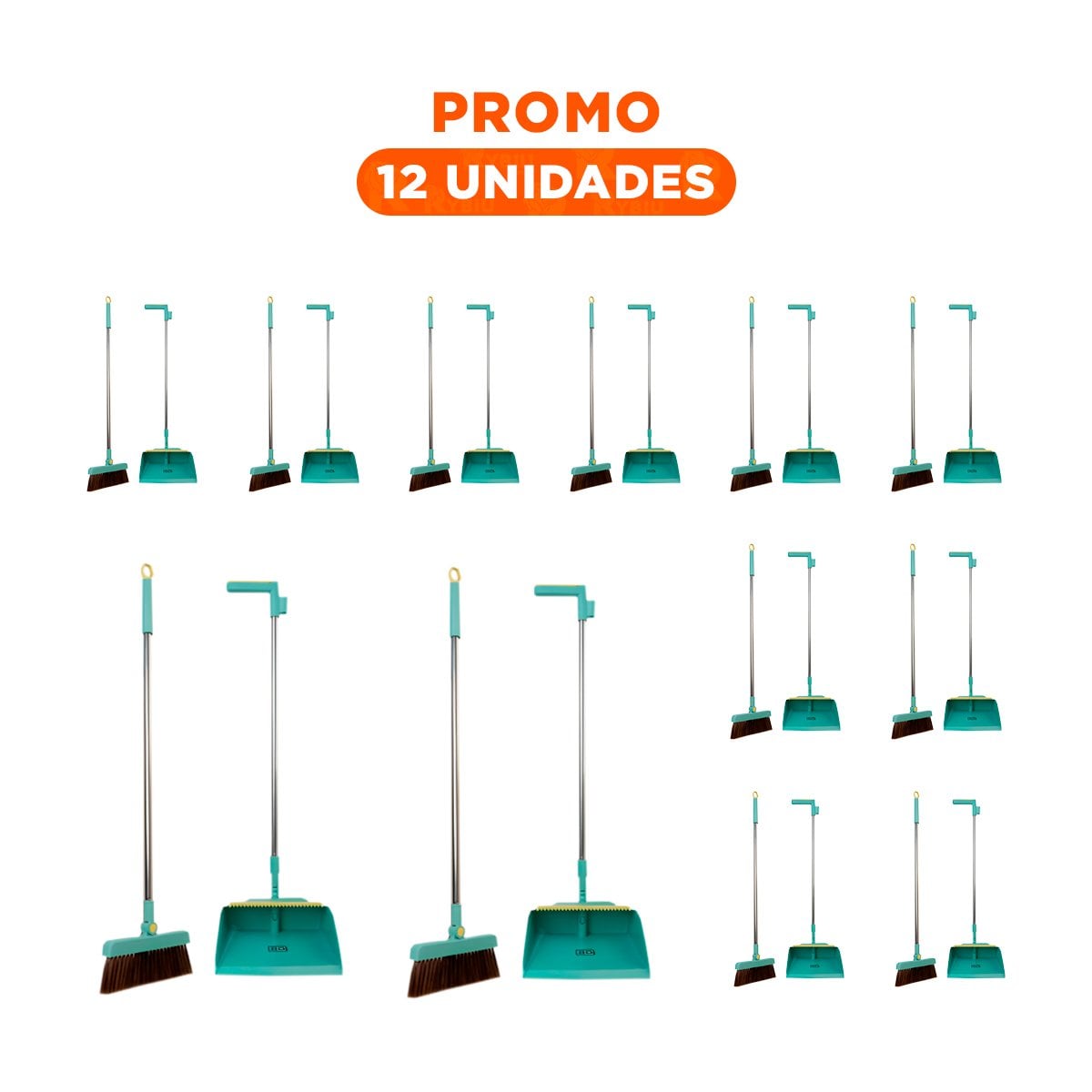 PACK12 KIT CON RECOGEDOR VERDE PARA LIMPIEZA DEL HOGAR USO COTIDIANO - 1