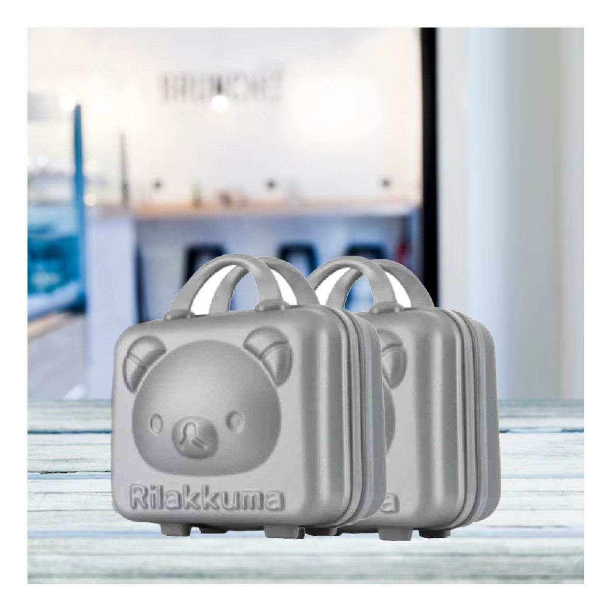 PACK4 MALETA MINI MULTIUSOS CON FIGURA DE OSO Y TONOS PLOMO SUAVES Y+PAPEL REGALO - 2