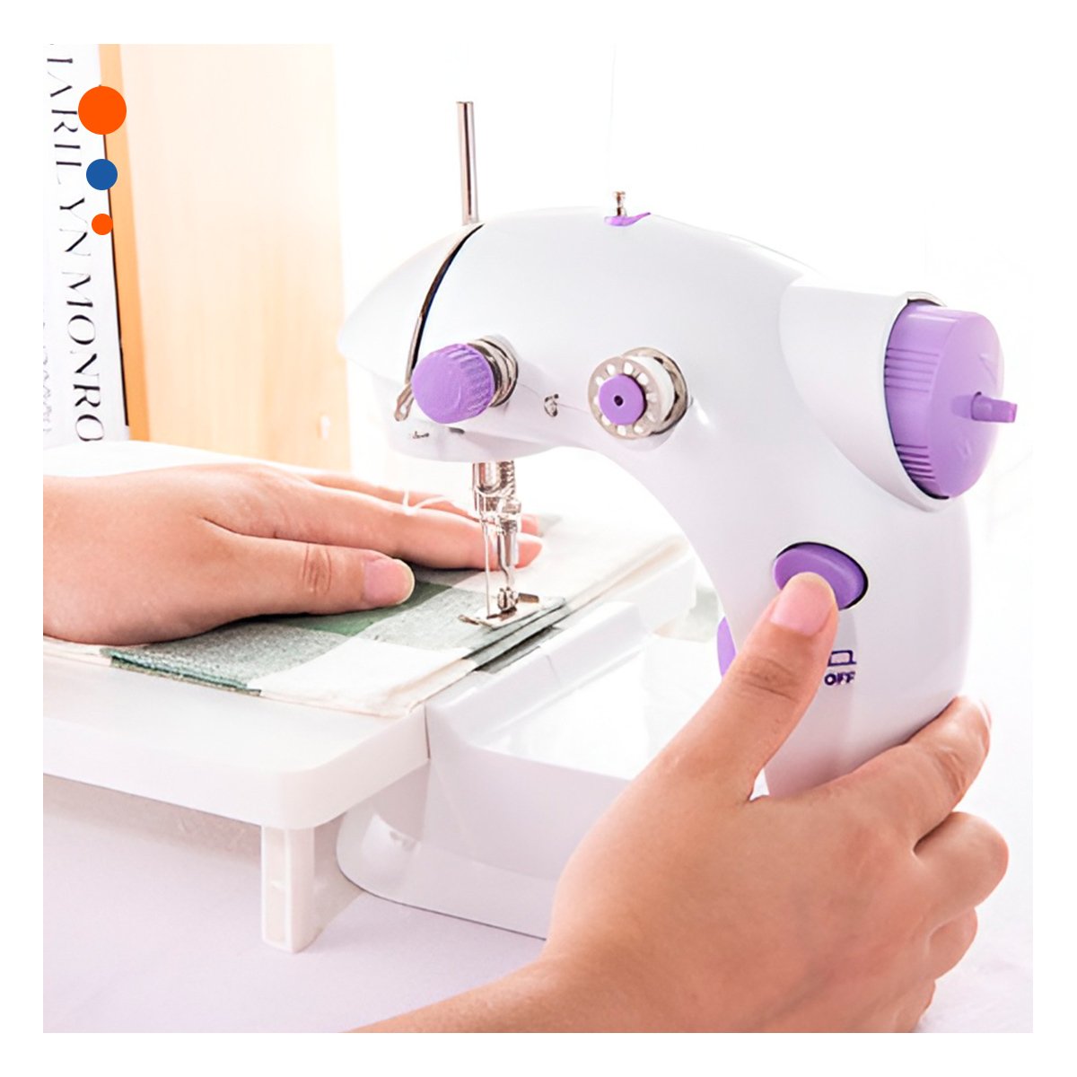 PACK6 COSEDORA PORTATIL DE COSER CON MESA EN BLANCO CON MORADO RESISTENTE Y+PAPEL REGALO - 5