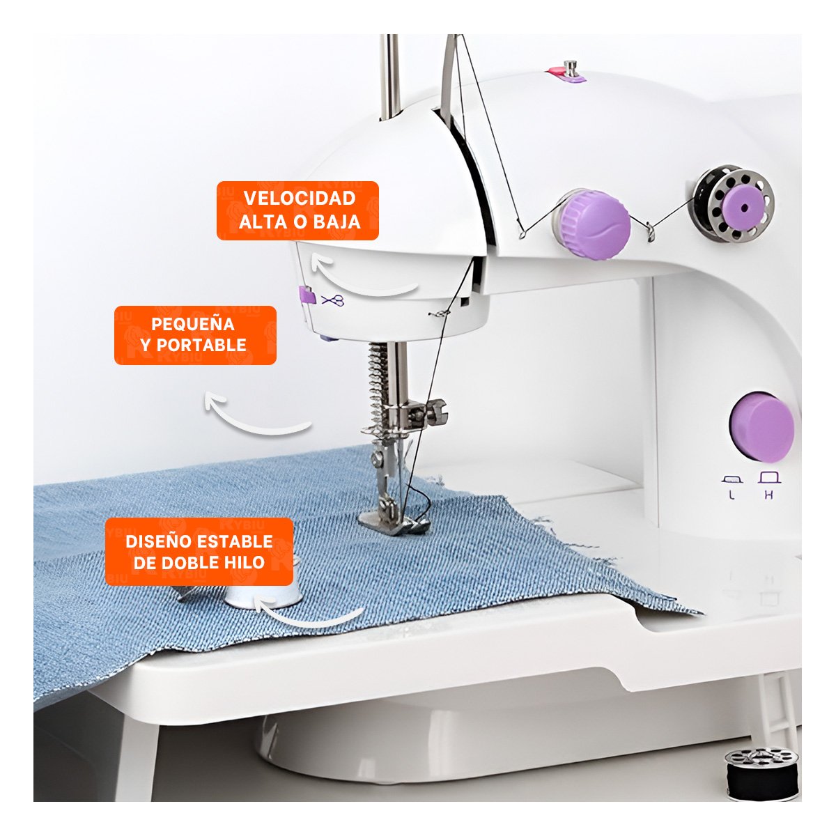 PACK6 COSEDORA DE COSER BLANCO MORADO CON MESA PORTATIL INTEGRADA Y+REGALO STICKER - 5