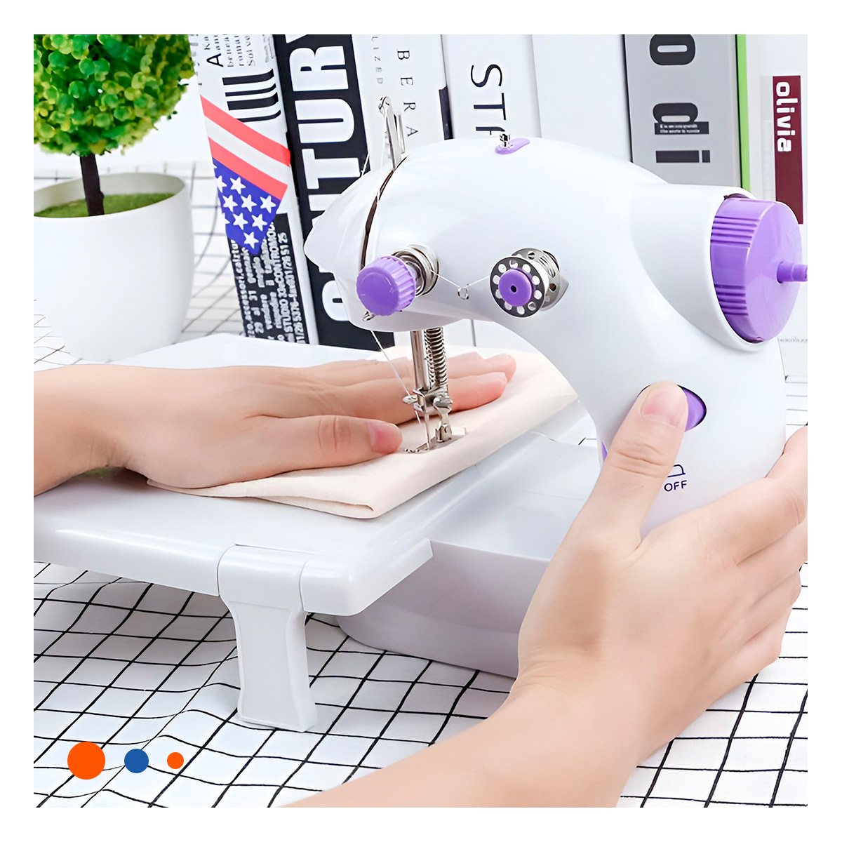 PACK4 EQUIPO DE COSER BLANCO MORADO CON MESA PORTATIL INTEGRADA - 2
