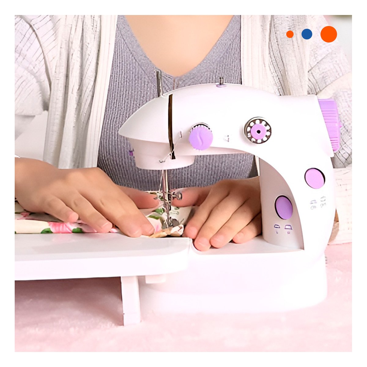 PACK4 EQUIPO DE COSER BLANCO MORADO CON MESA PORTATIL INTEGRADA - 3