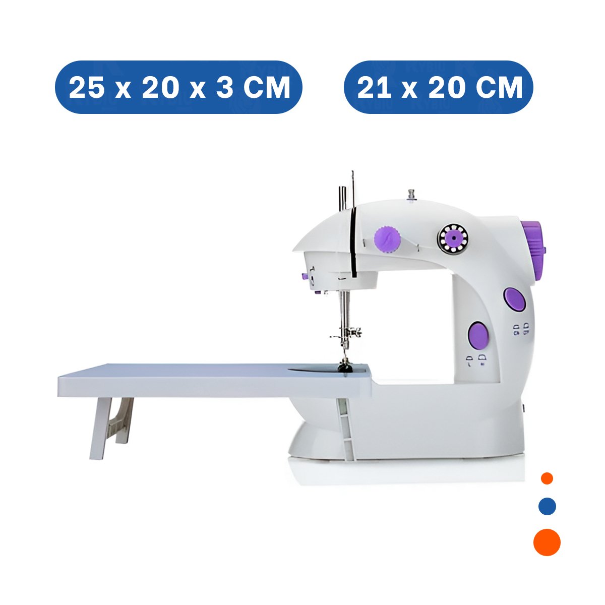 PACK2 EQUIPO PORTATIL DE COSER CON MESA EN BLANCO CON MORADO PRACTICO Y+REGALO STICKER - 4