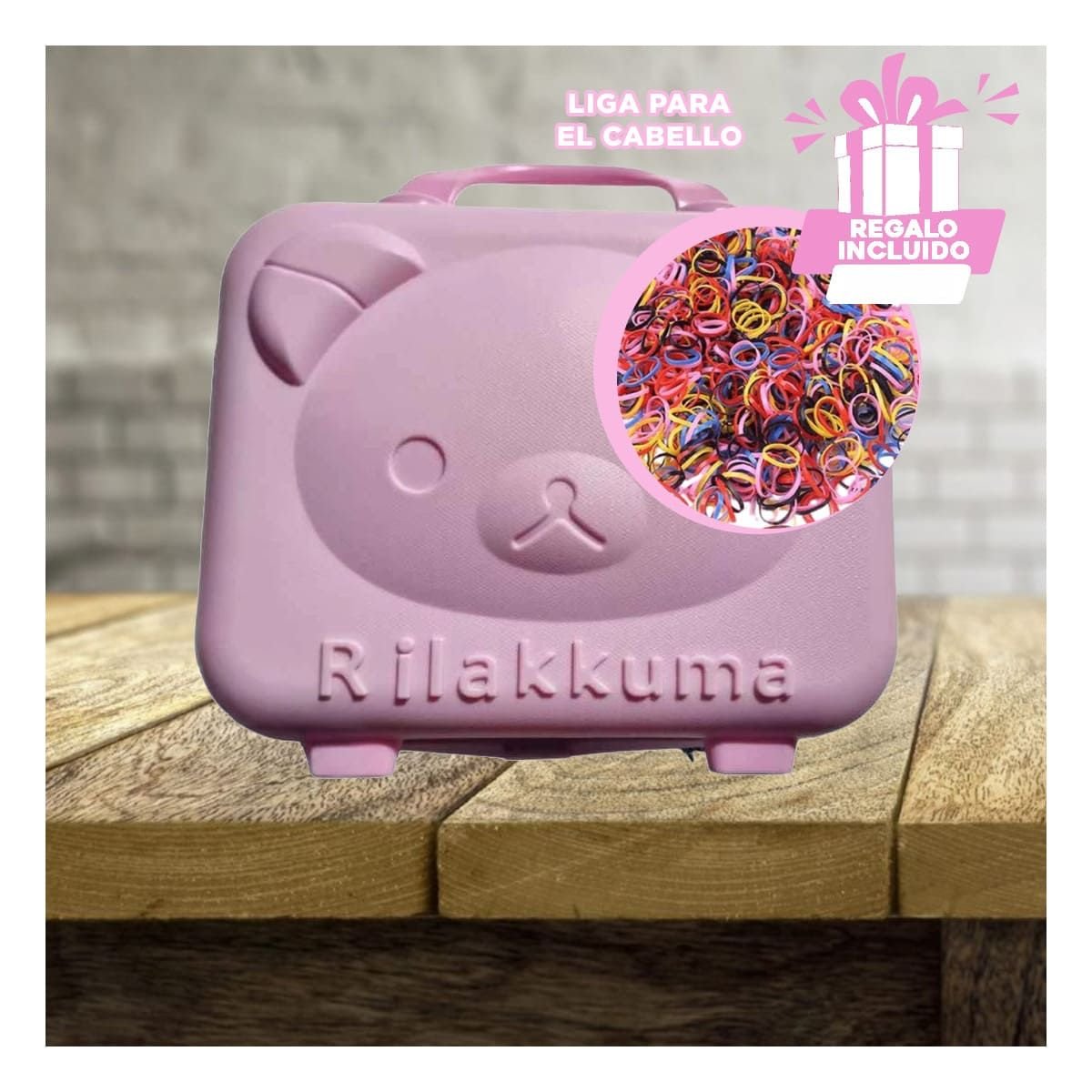 MINI MALETA DE USO DIARIO CON OSO MULTIUSOS Y TONALIDAD ROSADA RESISTENTE Y+LIGAS REGALO - 2