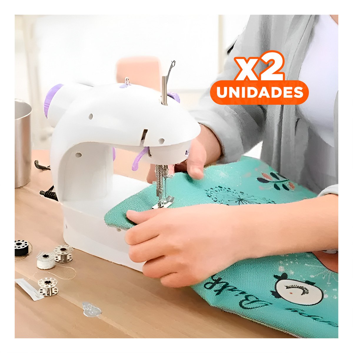 PACK2 EQUIPO BLANCO CON TOQUES MORADOS DE COSER Y MESA PORTATIL ESTABLE - 1