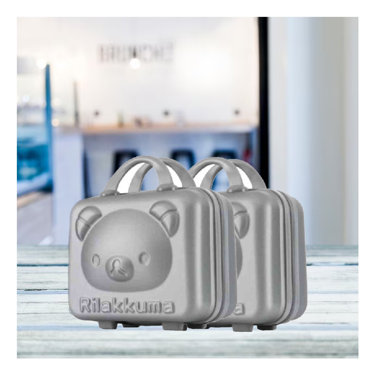 PACK6 MALETA MINI COMPACTA DE OSO CON USO MULTIUSOS Y COLOR PLOMO - 2