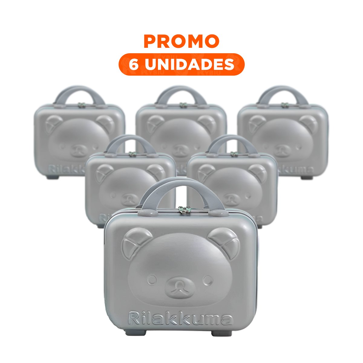 PACK6 MALETA MINI DE OSO COLOR PLOMO CON ESTRUCTURA MULTIUSOS RESISTENTE Y+REGALO STICKER - 1