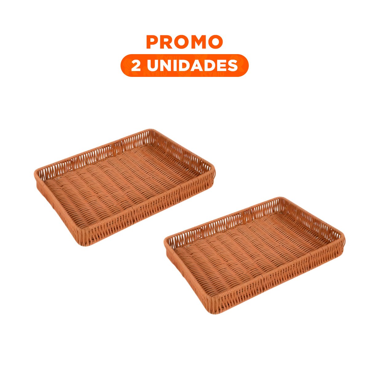 PACK2 CANASTA RECTANGULAR DE PLASTICO TEJIDO 34X24X4CM VERSATIL PARA PAN Y+REGALO STICKER - 1