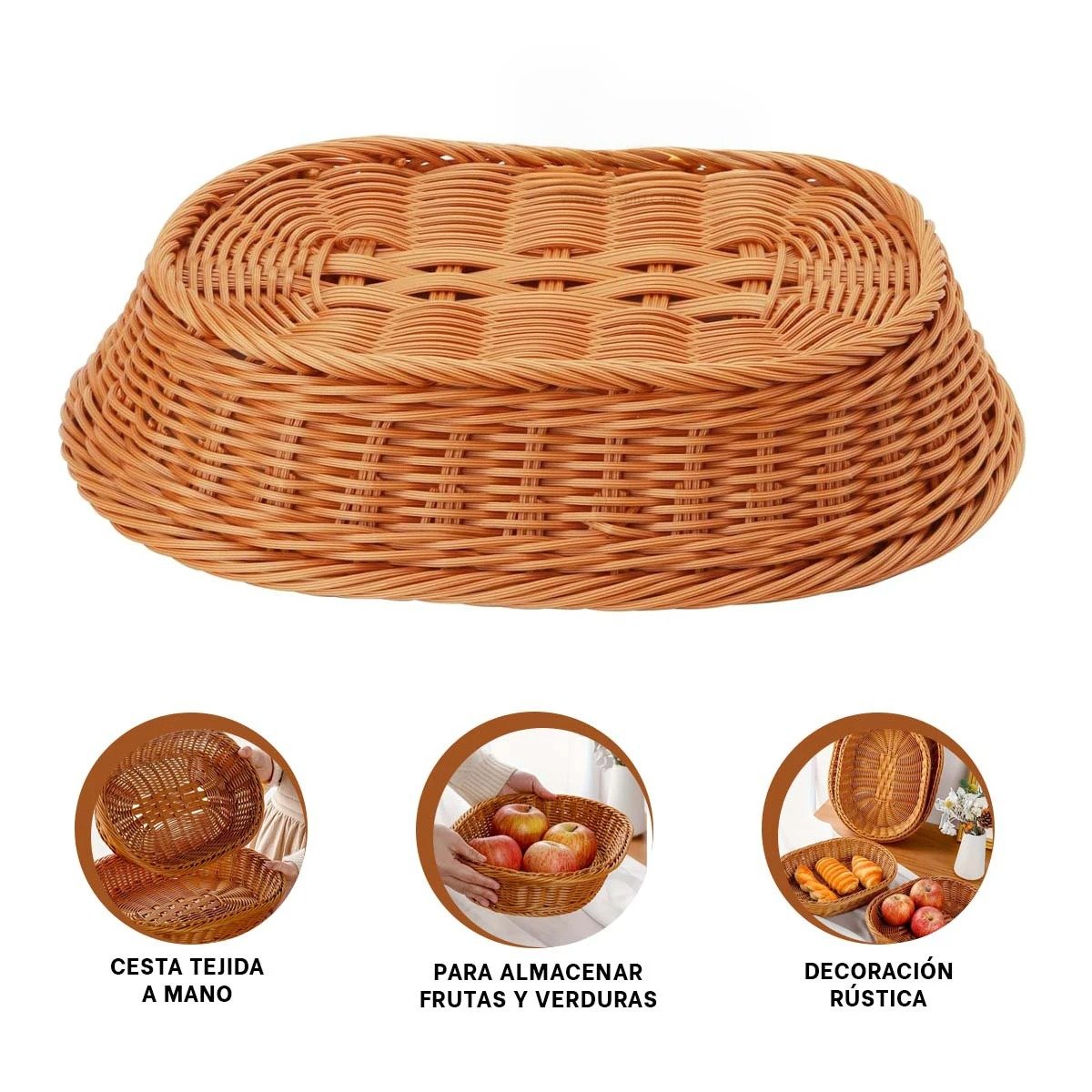 CESTA OVALADO DE PLASTICO TEJIDO 30X20X7CM PARA ORGANIZAR EL HOGAR CON ESTILO Y+PAPEL REGALO - 5