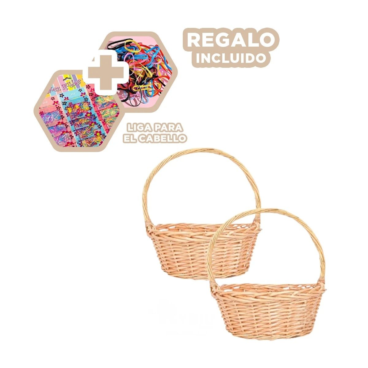 CANASTA CON DIMENSIONES 24X24X25CM CIRCULAR EN MIMBRE NATURAL Y+LIGAS REGALO - 2