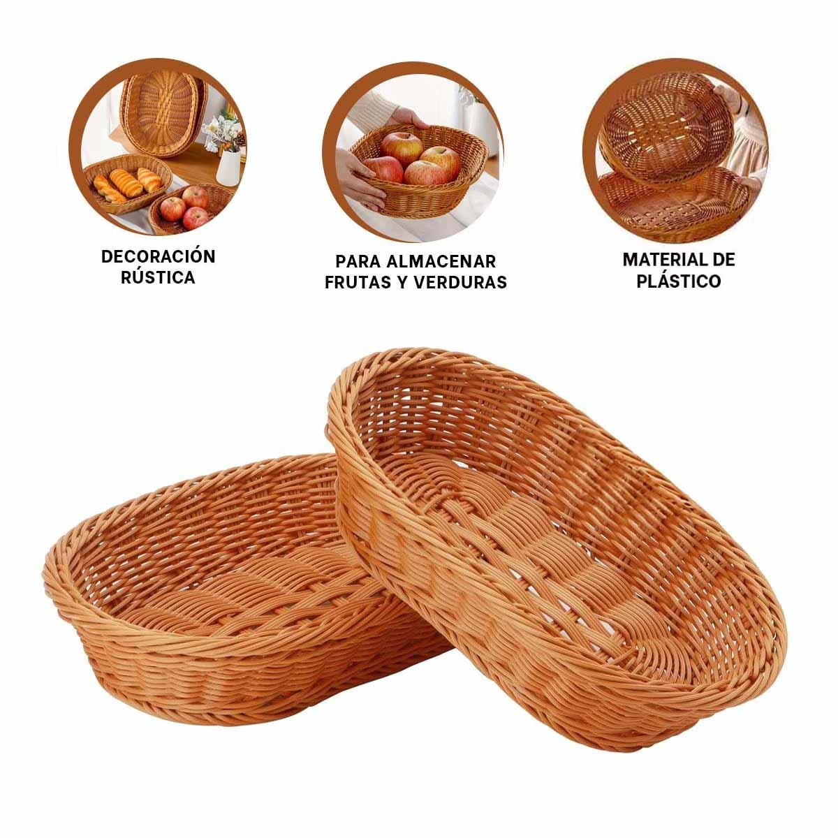 CANASTA DE MIMBRE CIRCULAR CON DIMENSIONES 34X34X35CM PARA ORGANIZACION Y+PAPEL REGALO - 5